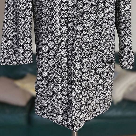 Vtg black and white abstract pattern longline kimono blazer - Picture 5 of 11